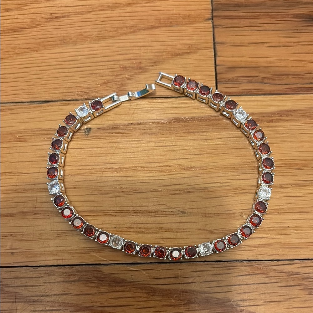 Elegant Red and Silver Bracelet